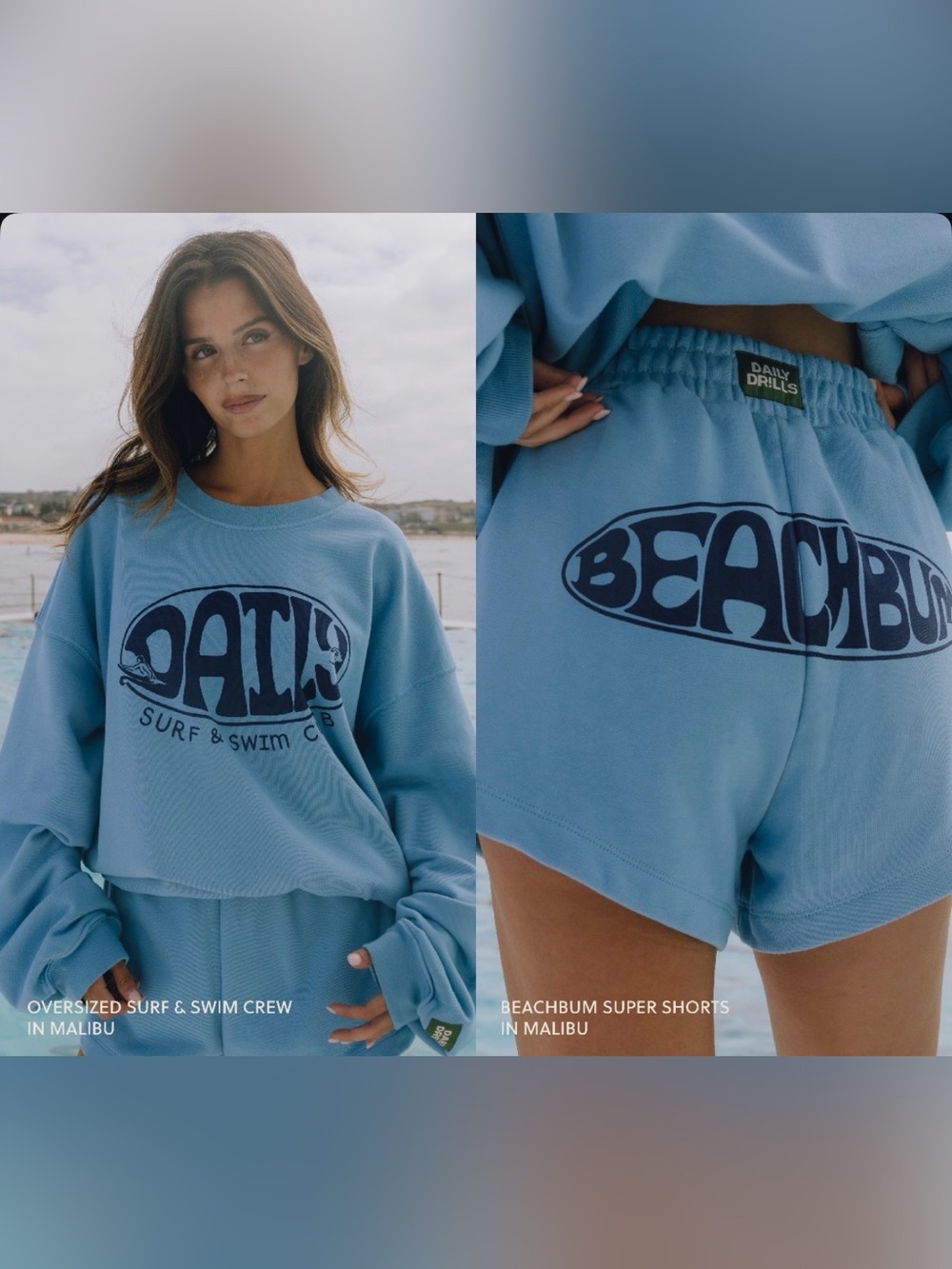 Daily Drills Beach Bum Oversized Surf & Swim Crew and Super Shorts in Malibu